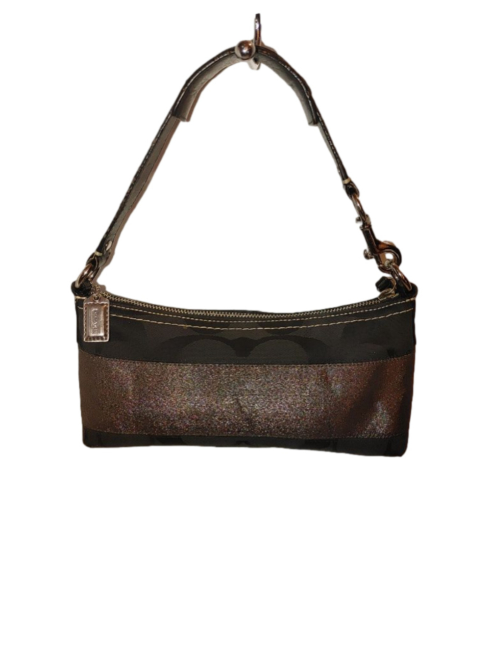 Vintage Coach Jacquard Demi Baguette w. Metallic Silver Strip - 11096 - Picture 1 of 5